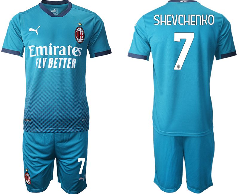 Men 2020-2021 club AC milan away #7 blue Soccer Jerseys1